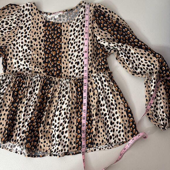 Andree by Unit Animal Leopard Print Baby Doll Top Women's Size Small Style 19899 - Picture 13 of 14